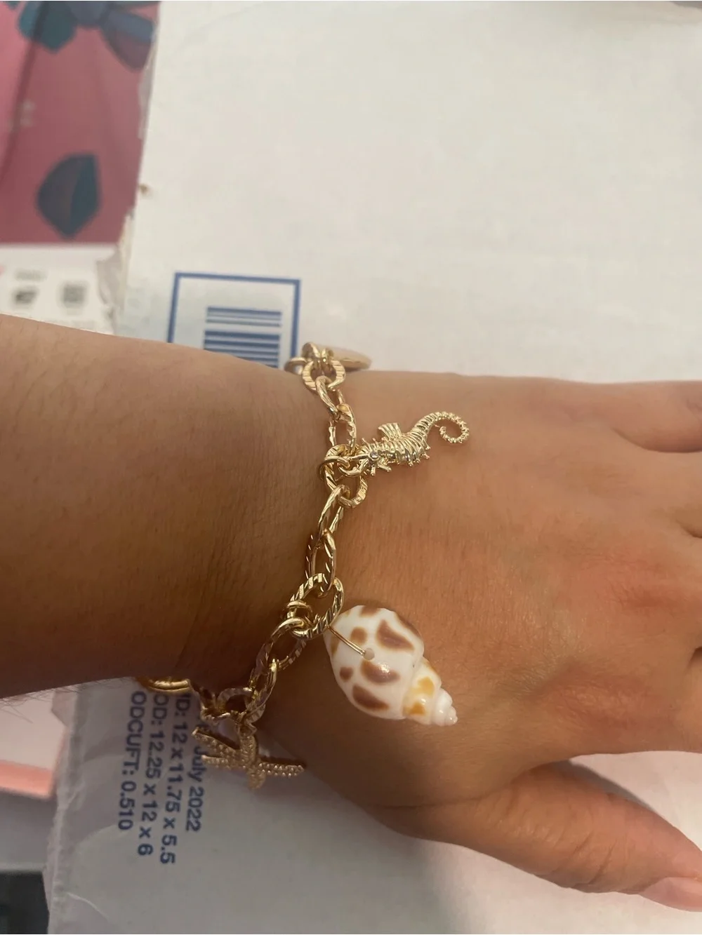 House of Harlow 1960 Gold and White Sea Charm Bracelet